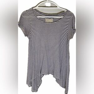 All Saints Navy and White Striped Tee